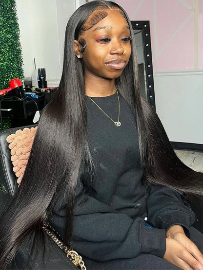 30 40 Inch Bone Straight Human Hair Lace Frontal Wigs Brazilian 13x4 13x6 Lace Front Human Hair Wigs For Women Pre Plucked 200%