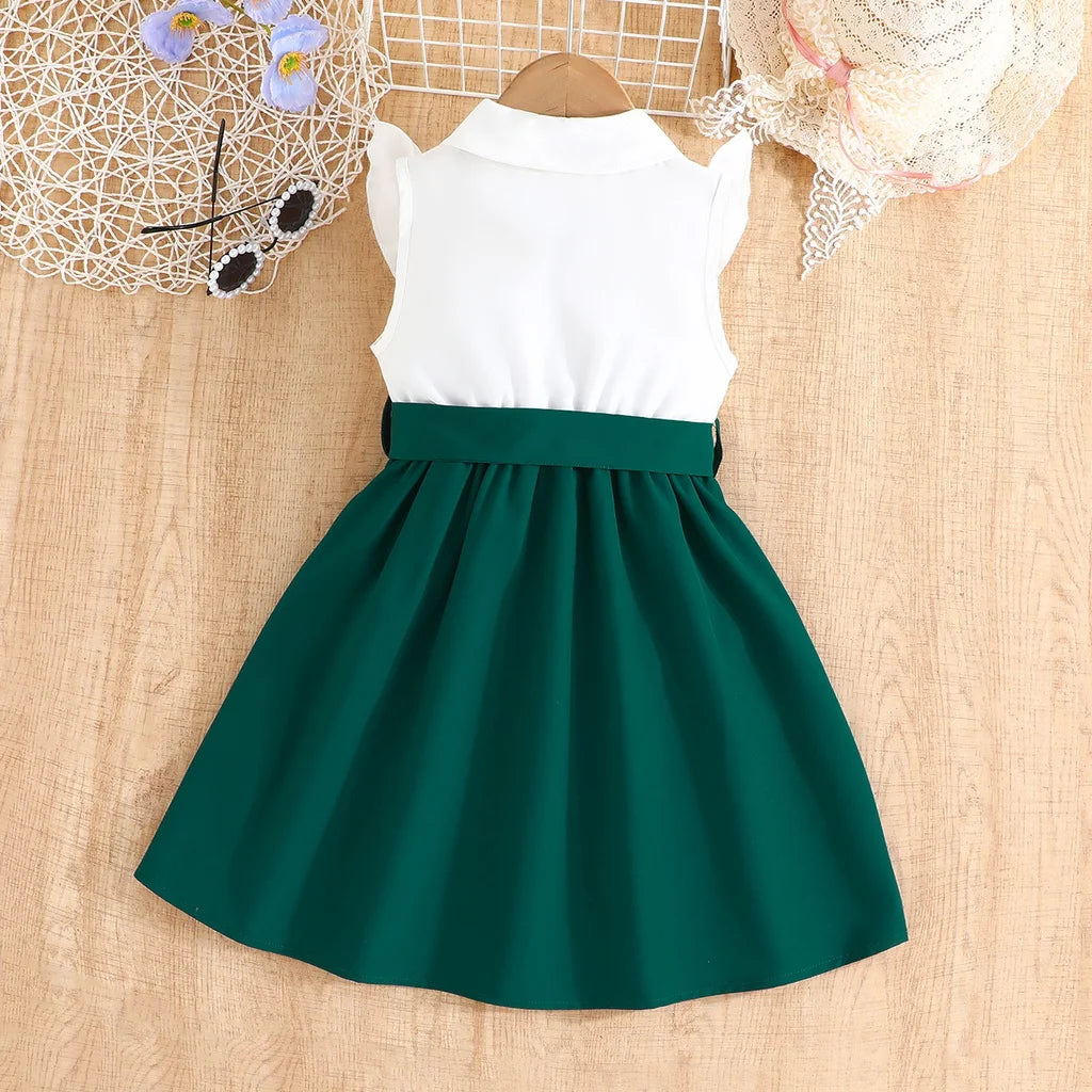Dress For Kids 2-7 Years old Birthday Ruffled Embroidered Sleeveless Emerald Green Princess Dresses