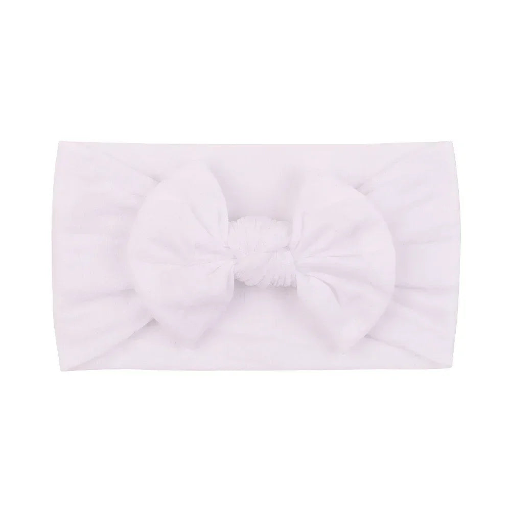 1Pc Simple Solid Color Broadside Bowknot Headband for Baby Girl Elastic Hair Band Basic Turban Headwear Infant Hair Accessories