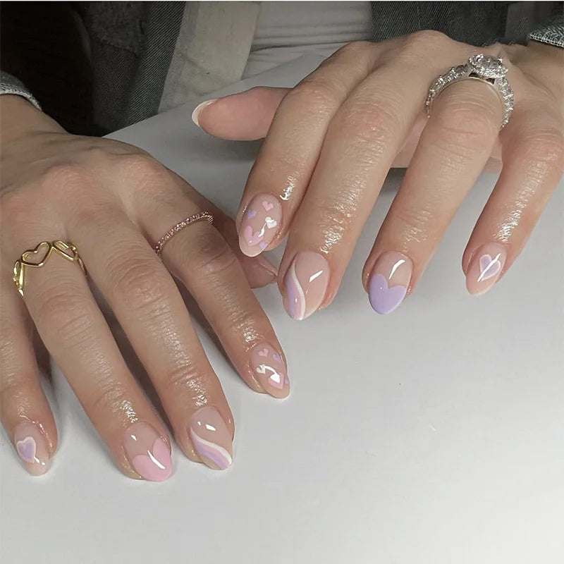 24Pcs Short Square Nude Fake Nails Art White Edge Glossy Artificial French False Nails Removable Full Cover Press on Nail Tips