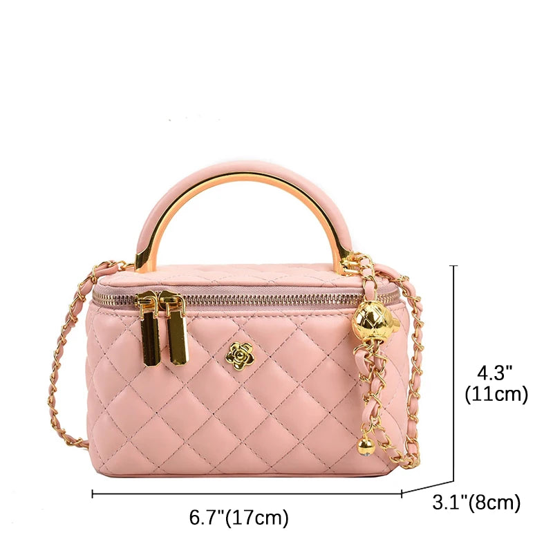 Women PU Leather British Style Handbag Ladies Chain Crossbody Bags