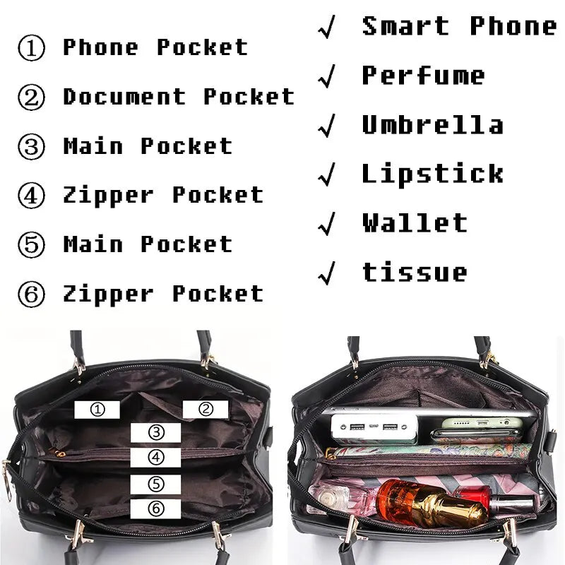 Women Plush Ball Decor Handbag PU Leather Top Handle Shoulder Bags