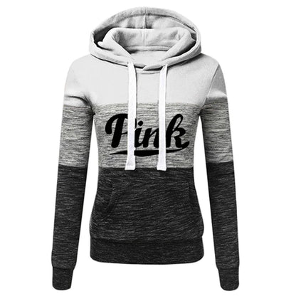 Hot Sales Womens Tracksuit Print ColorBlock Hooded Sweatshirts Fashion Trend Versatile Pullover Street Warm Casual Clothing