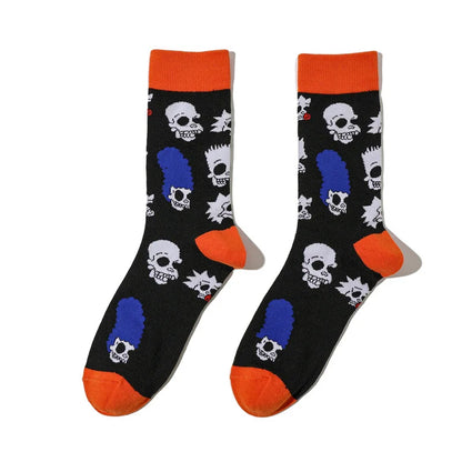 Simpsons Cartoon Anime Funny Socks Men Hip Hop Print Novelty Crazy Sokken Hip Hop Unisex Comfortable Skateboard Happy Meias