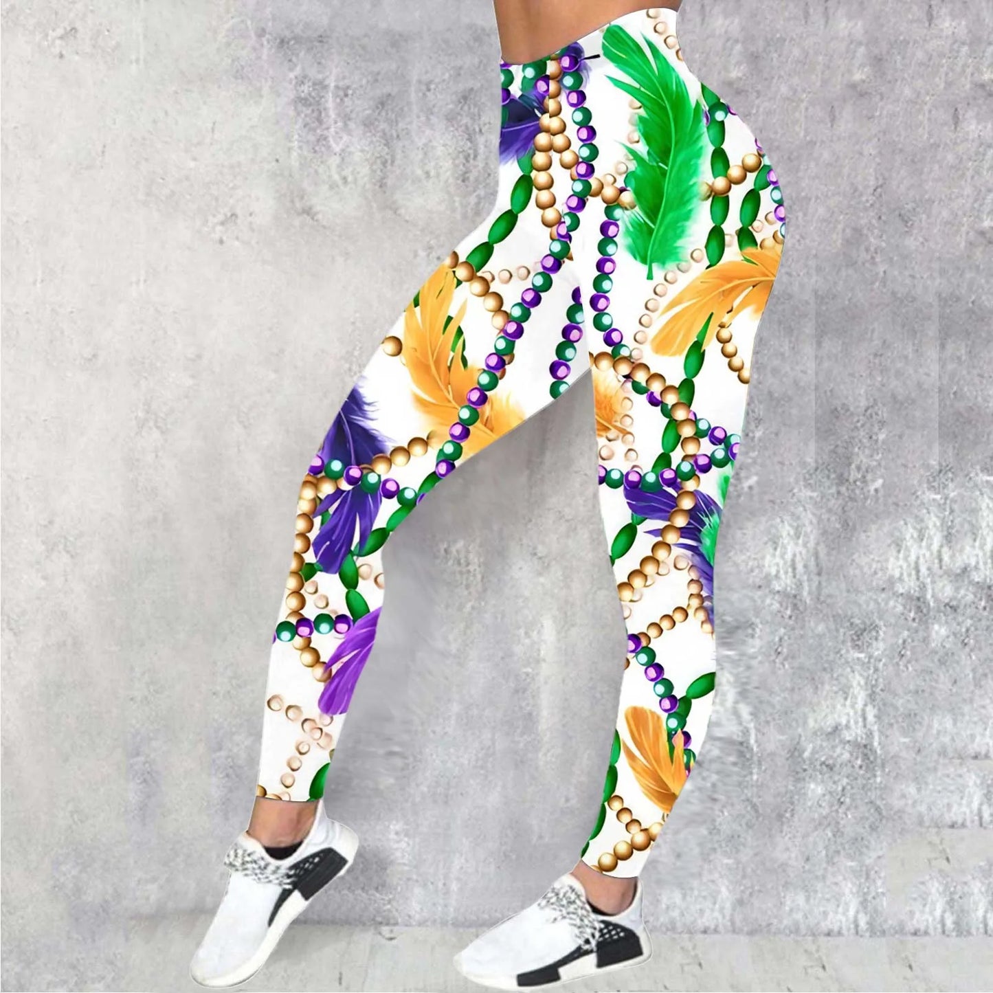 Mardi Party Women Casual Sports Yoga Pants Colorful Printed Fashion Leggings Carnival Festival  Celebration