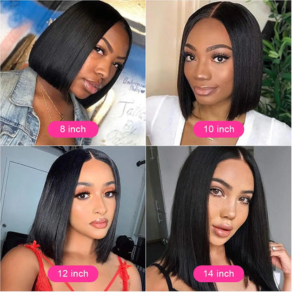 12Inch Bob Wig Human Hair 13x4 Straight Lace Front Wigs Human Hair 180% Density 15A Straight Bob Wigs For Black Women Pre Plucke