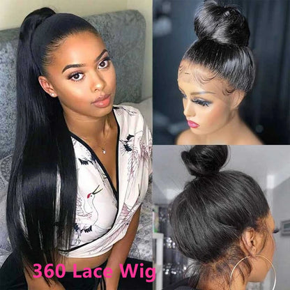 360 Lace Frontal Wig Brazilian Bone Straight 13x4 Transparent Lace Front