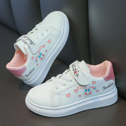 Girls' White Shoes Spring Children Anti-skid Leather Shoes Solid Soles Children's Shallow Mouth