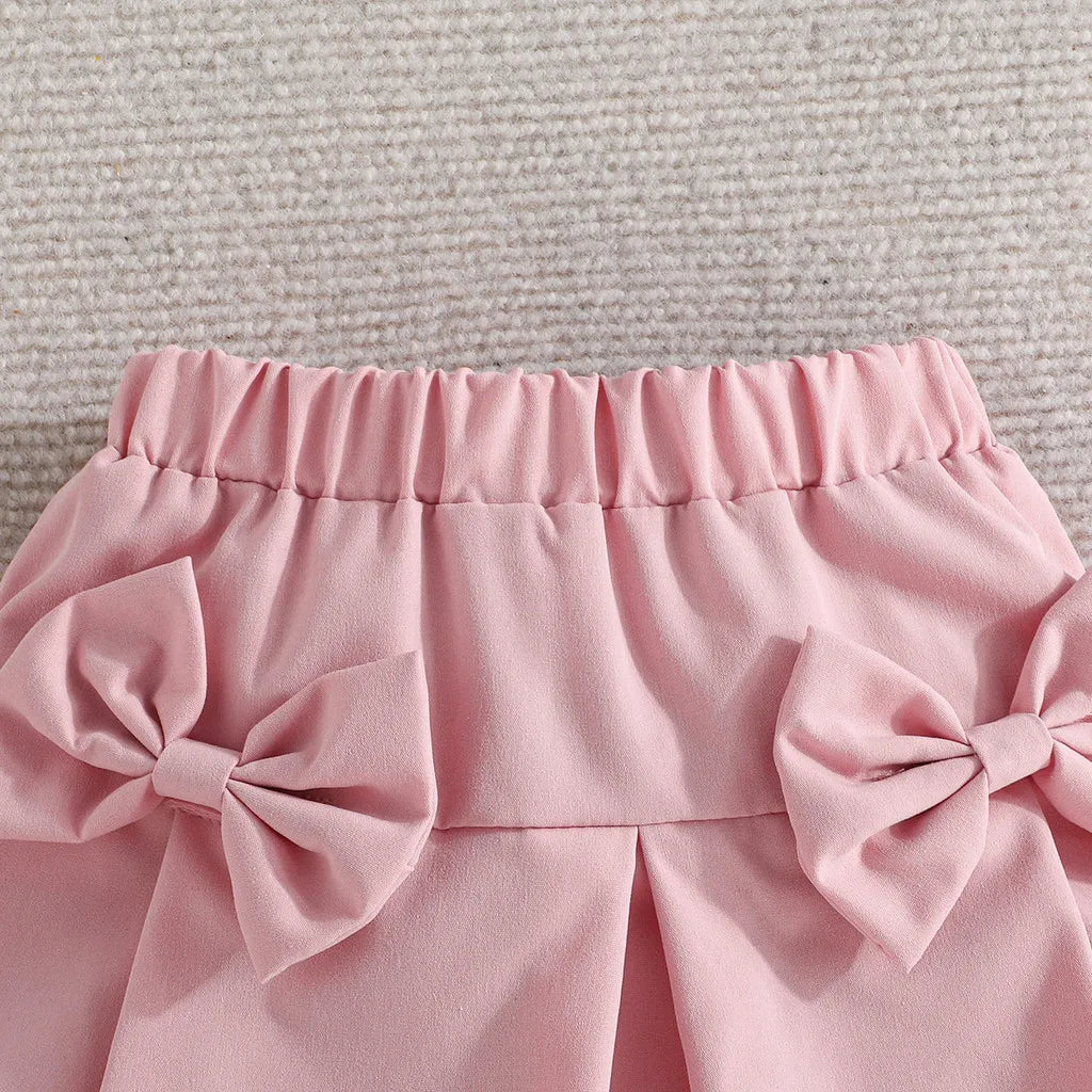 Terno For Kid Girl   Puff Sleeve Blouse and Elastic Skirt Summer Outfit Toddler Infant Clothing Set Kids Wear