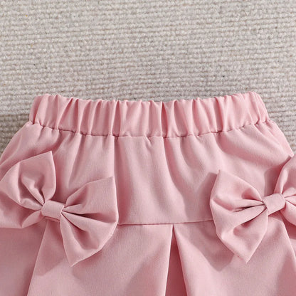 Terno For Kid Girl   Puff Sleeve Blouse and Elastic Skirt Summer Outfit Toddler Infant Clothing Set Kids Wear