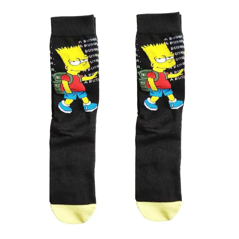 Simpsons Cartoon Anime Funny Socks Men Hip Hop Print Novelty Crazy Sokken Hip Hop Unisex Comfortable Skateboard Happy Meias