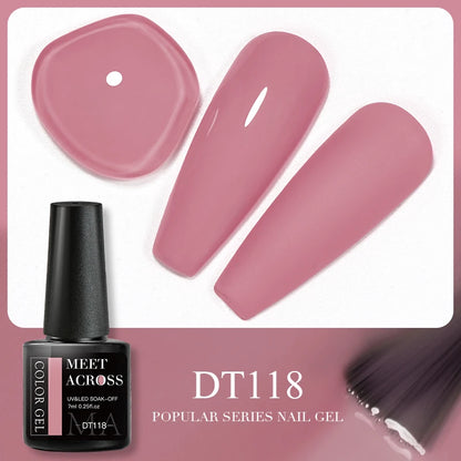 MEET ACROSS 7ml Brown Series Gel Nail Polish Autumn Coffee Color Nail Art Gel Nail Supplies Semi-Permanent Varnish Manicure