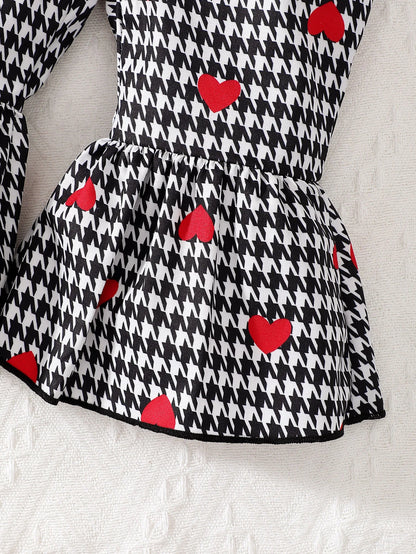 Newborn Girl Baby Summer Sleeveless Big Bow Solid Color Love Printed Pants Set 2 Pieces