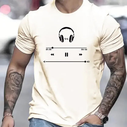 Music Lovers 3d Pattern Printed Men's Cotton Medium Stretch T-Shirt Trend Personality Men's Summer Casual Loose Quality Clothing