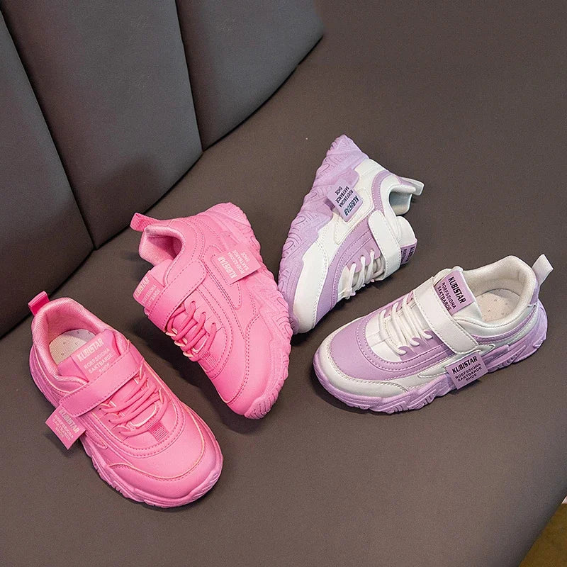 New Versatile Soft Breatheable Hook & Loop White Boys and Girls Children Sneakers