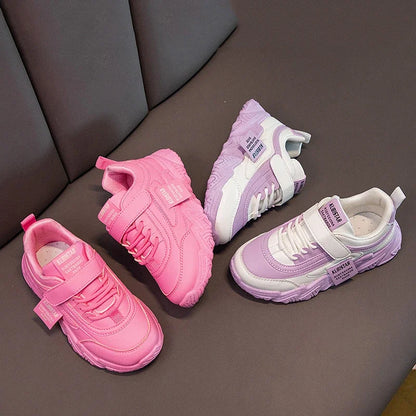 New Versatile Soft Breatheable Hook & Loop White Boys and Girls Children Sneakers