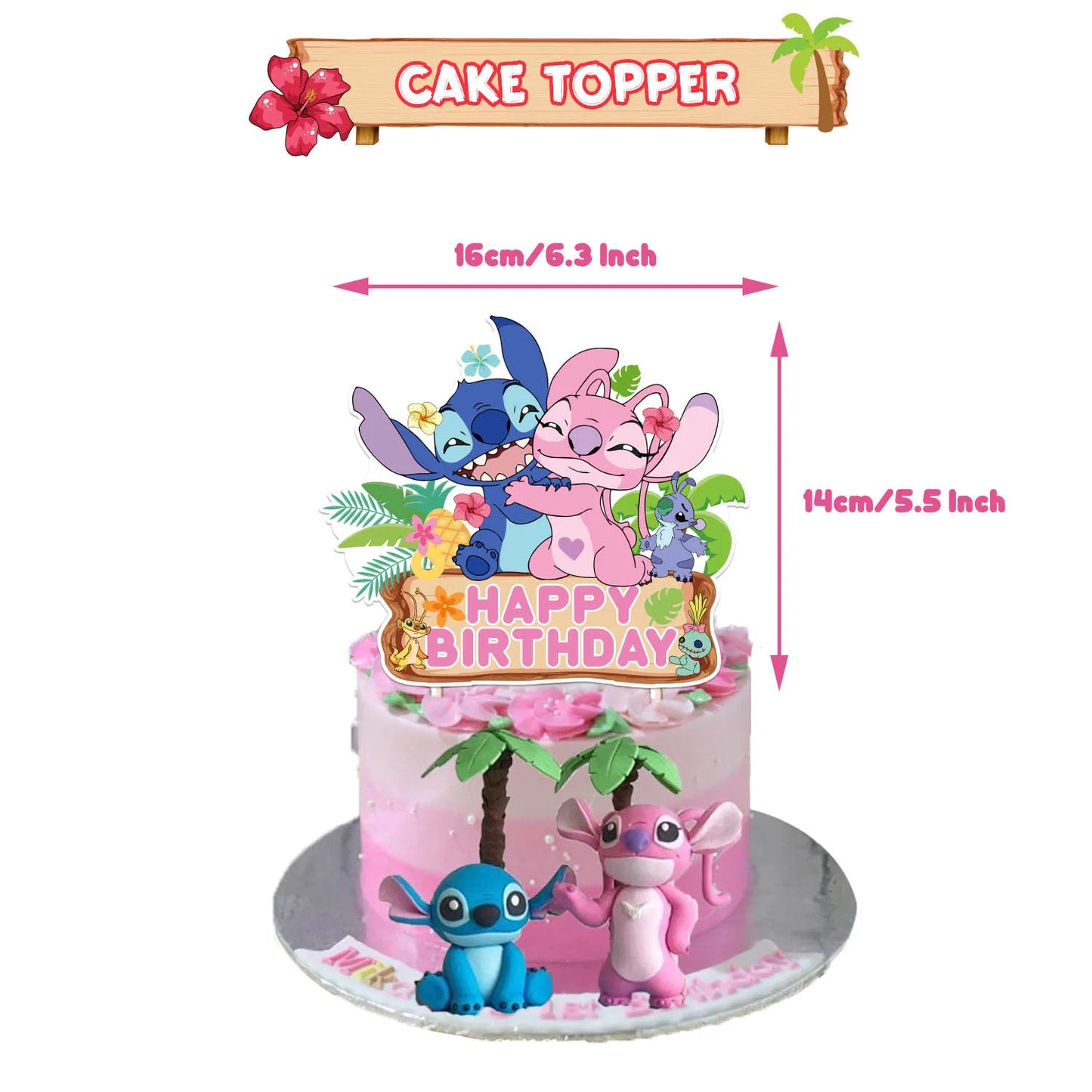 Disney Pink Lilo&Stitch Birthday Party Decorations Disposable Plate Angel Balloon Baby Shower Girls Birthday Party Supplies