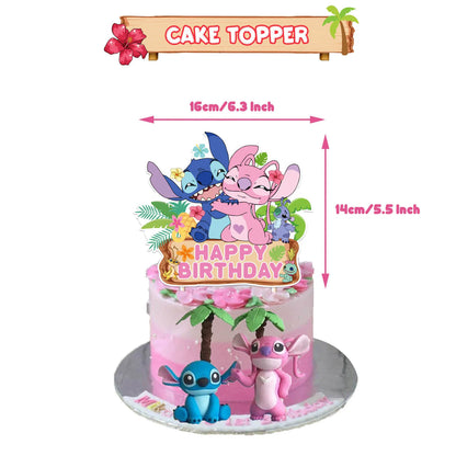 Disney Pink Lilo&Stitch Birthday Party Decorations Disposable Plate Angel Balloon Baby Shower Girls Birthday Party Supplies