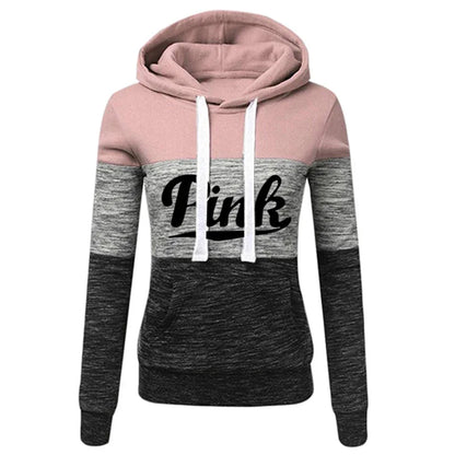 Hot Sales Womens Tracksuit Print ColorBlock Hooded Sweatshirts Fashion Trend Versatile Pullover Street Warm Casual Clothing