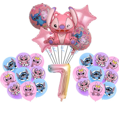Disney Pink Lilo&Stitch Birthday Party Decorations Disposable Plate Angel Balloon Baby Shower Girls Birthday Party Supplies