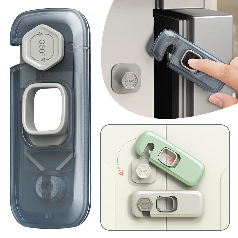 5pcs Home Refrigerator Lock Self-Adhesive Fridge Freezer Door Catch Lock Toddler Kids Child Cabinet Safety Lock Baby Safety Lock