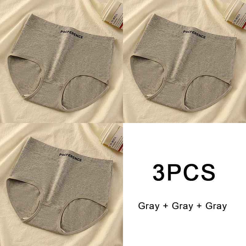 3PCS/set Color Panties Cotton Women Comfortable High-waist Underwear Soft Lingerie Breathable Female Panty Fitness Sports Briefs