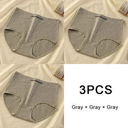 3PCS/set Color Panties Cotton Women Comfortable High-waist Underwear Soft Lingerie Breathable Female Panty Fitness Sports Briefs