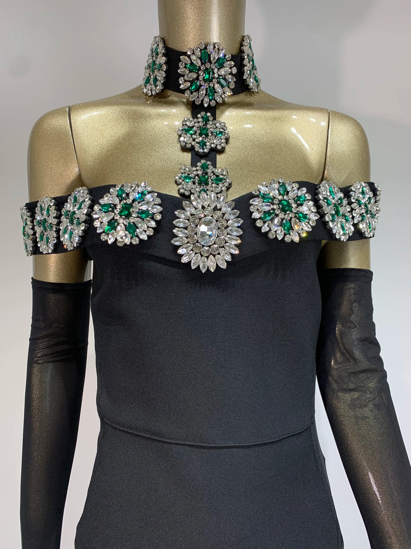 Summer Bandage Dress Women Celebrity Sexy Diamonds Crystal Black Maxi Long Bodycon Elegant Evening Club Party Dress