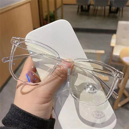 Large Square Frame Anti-Blue Light Glasses Fashion Retro Eye Protection Classic Plain Glass