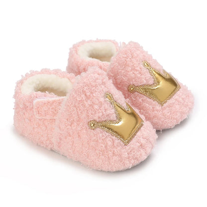 Fashionable Lamb Down Newborn Baby Girl Knitted Baby Soft Sole Shoes