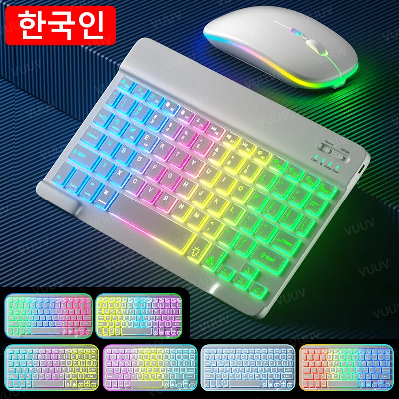 Wireless Bluetooth Keyboard for iPad Tablet Cell Phone Slim Backlit Rechargeable Tablet Keyboard Spanish Korean for Xiaomi Pad 6