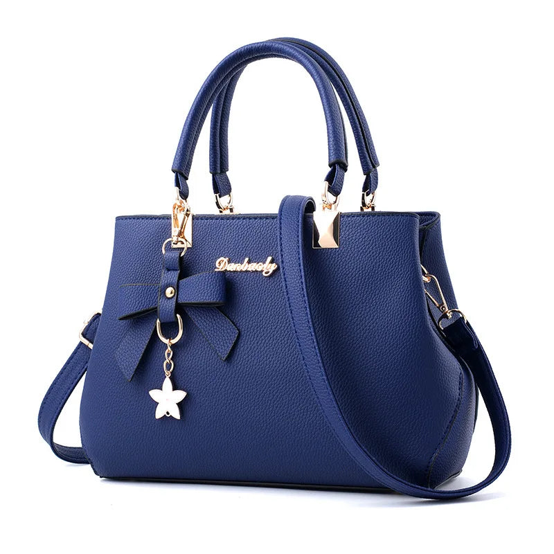 Elegant Bags with flower pendant Office Ladies Totes Pure Handbag for female Crossbody Shoulder Bags