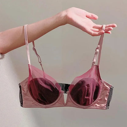 Soft Steel Ring Sexy French Ultra-thin Lace Bra Pure Desire Underwear Panty Suit Women Bras for Women