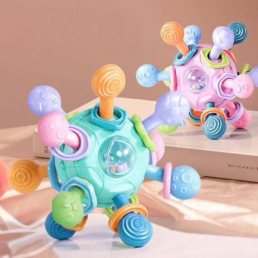Baby Toys 0 1 2 Months Rotating Rattle Ball Grasping Activity Baby Development Toy Silicone Rattles Baby Sensory Toys for Babies