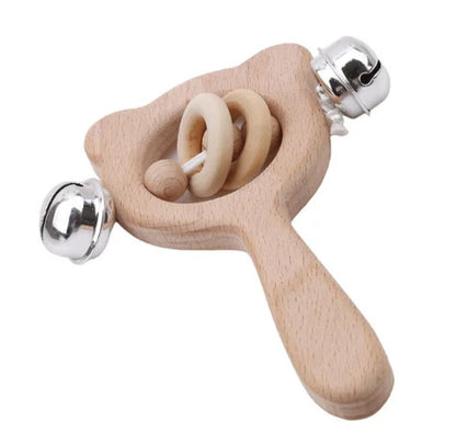Baby Wooden Rattle Montessori Toy Hand Bell Hand-on Develop Ability Toy Baby 0 12 Months Animal Rotating Puzzle Educational Toy