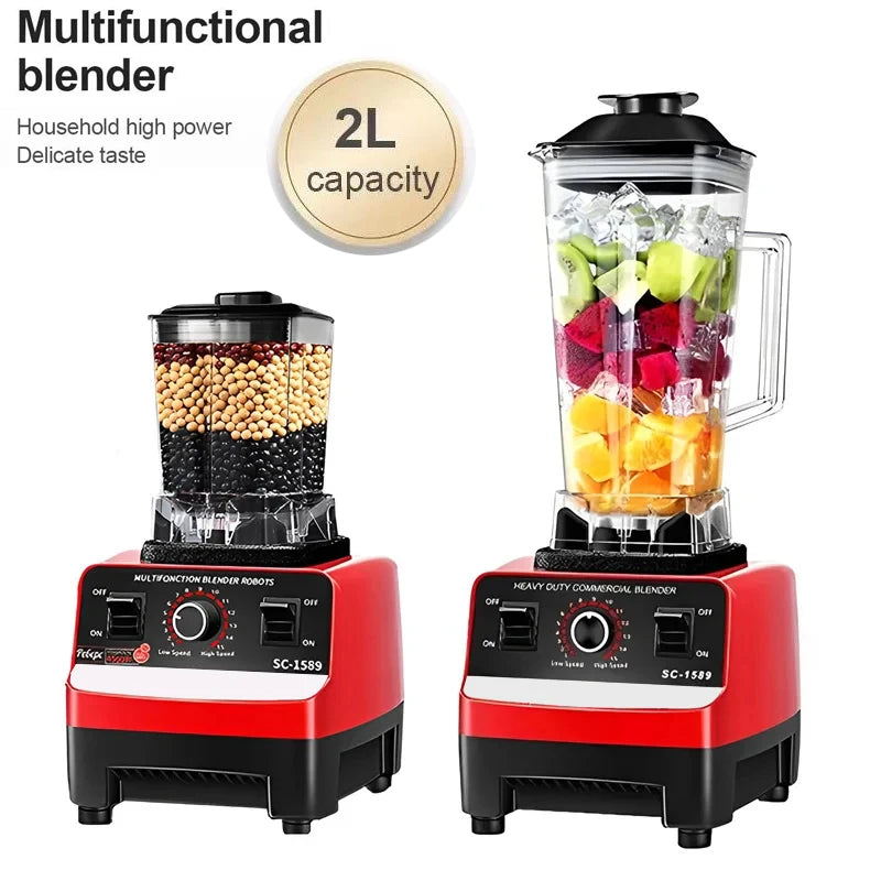2000W Efficiently Blender Stationary Mixer Food Processor Ice Smoothies 2-in-1 Durable High Power Juicer Blender for Kitchen