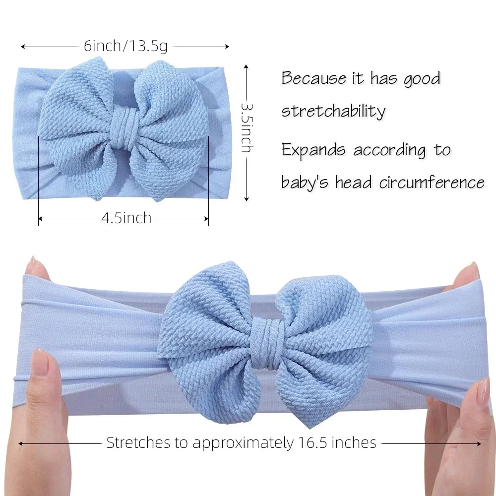 1Pcs Baby Elastic Headband Lovely Big Bows Wide Head Band Soft Newborns Solid Color Headscarf Hairband Babe Hair Accessories
