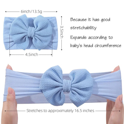 1Pcs Baby Elastic Headband Lovely Big Bows Wide Head Band Soft Newborns Solid Color Headscarf Hairband Babe Hair Accessories