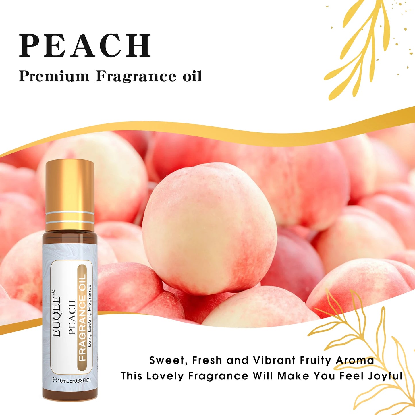 EUQEE 10ml 1pcs Strawberry Cherry Watermelon Peach Fragrance Oils For Aromatherapy Diffuser Candle Making Premium Perfume Oil