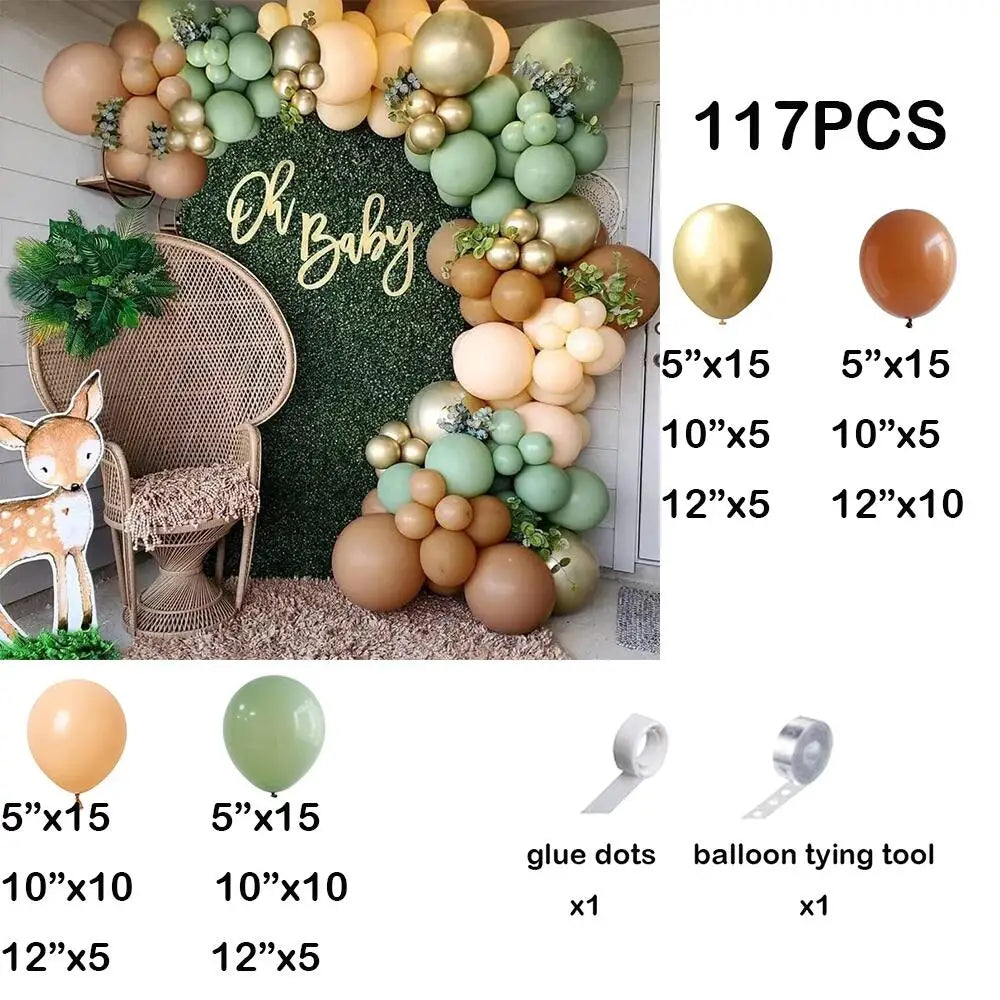 92pc Sage Green Balloons Garland Arch Kit White Gold Confetti Balloon Baby Shower Birthday Party Wedding Decoration Latex Globos
