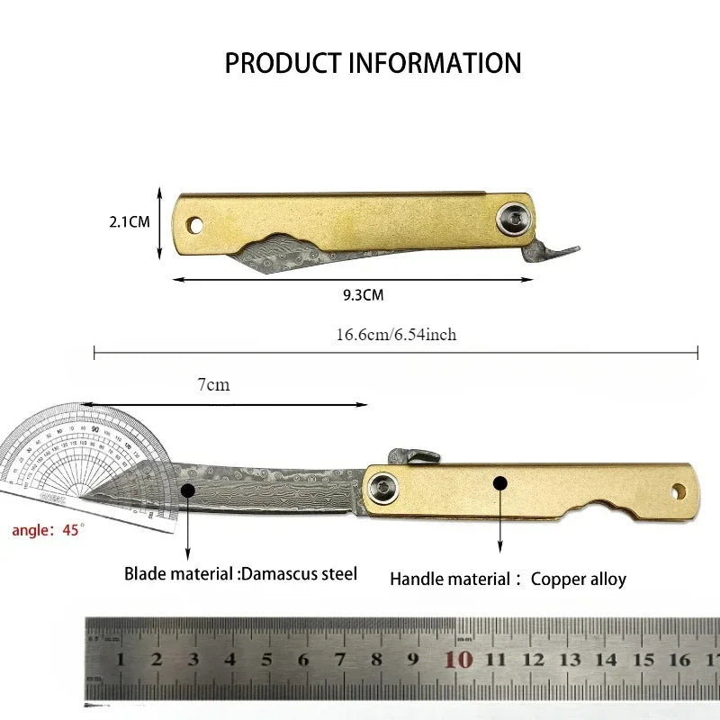 Damascus textured knife, EDC convenient pocket folding knife, outdoor camping self-defense survival knife