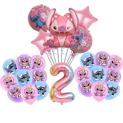 Disney Pink Lilo&Stitch Birthday Party Decorations Disposable Plate Angel Balloon Baby Shower Girls Birthday Party Supplies