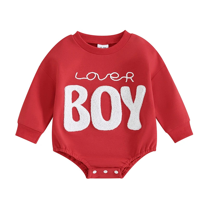 0-18M Baby Boys Sweatshirts Rompers Valentine's Day Sleeve Jumpsuit