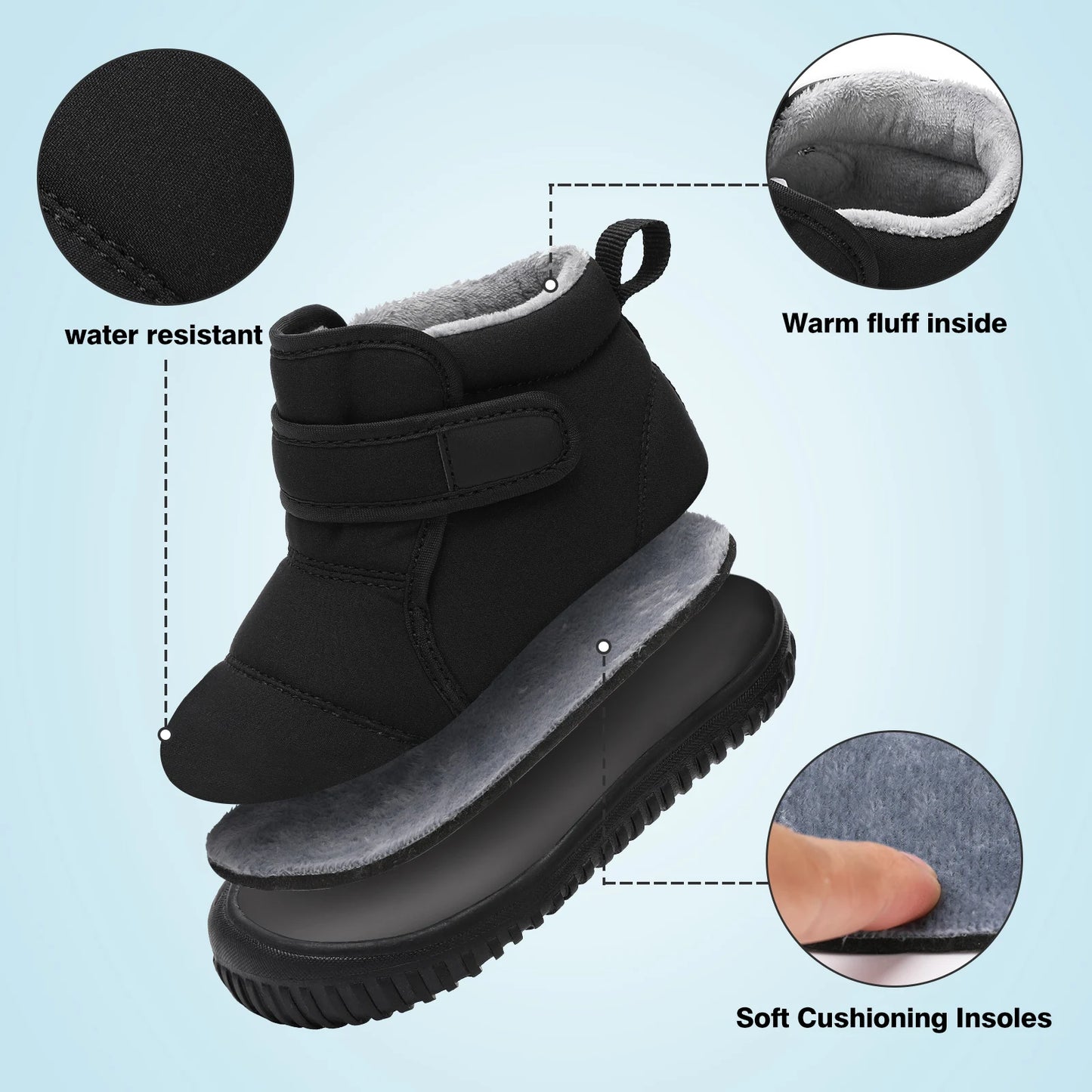 Kids Snow Boots Girls Ankle Winter Baby's Boots Warm Plush Boys Fur Shoes Children Platform Boots Size 20-28