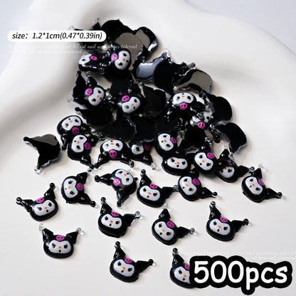 500pcs Cute Sanrio Nail Art Charms 3D Pink Bow Hello Kitty Cinnamoroll Nail Decoration