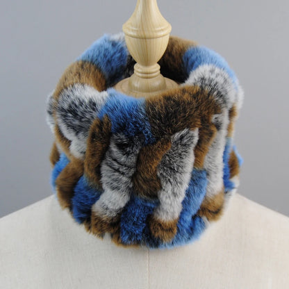 Good Elastic Rex Rabbit Fur Ring Scarves Winter Warm Women Genuine Rex Rabbit Fur Scarf Knitted Real Natural Fur Wraps Headbands