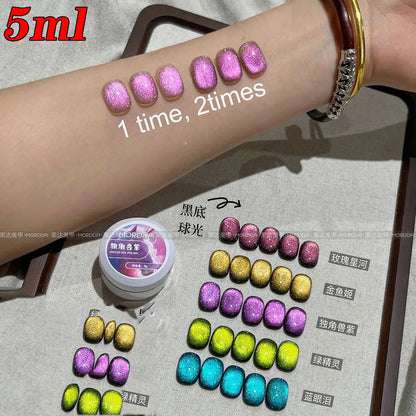 6ml Jelly Nude/Pink/Blue Cat Eye Magnetic Nail Gel Polish Glitter Silk Mirror Cat Eye's Gel Varnish Soak Off UV Gel Nail Polish