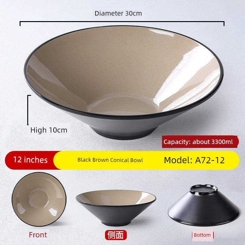 Melamine Rain-Hat Shaped Bowl Commercial Ramen Bowl River Snail Rice Noodle Bowl Noodle Restaurant Dedicated Noodles with Soy Sauce Wonton Pig's Knuckle Rice Spicy Hot Large Bowl