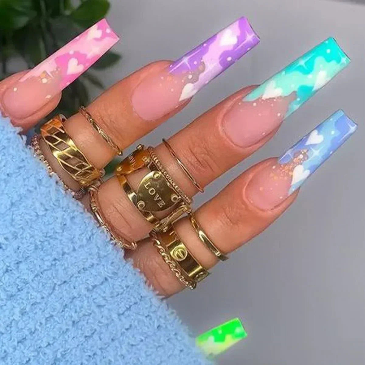 24Pcs White French False Nails Long Ballet Fake Nail with Pearl Bow Flower Design Press on Nails Pink Wearable Square Nails Set