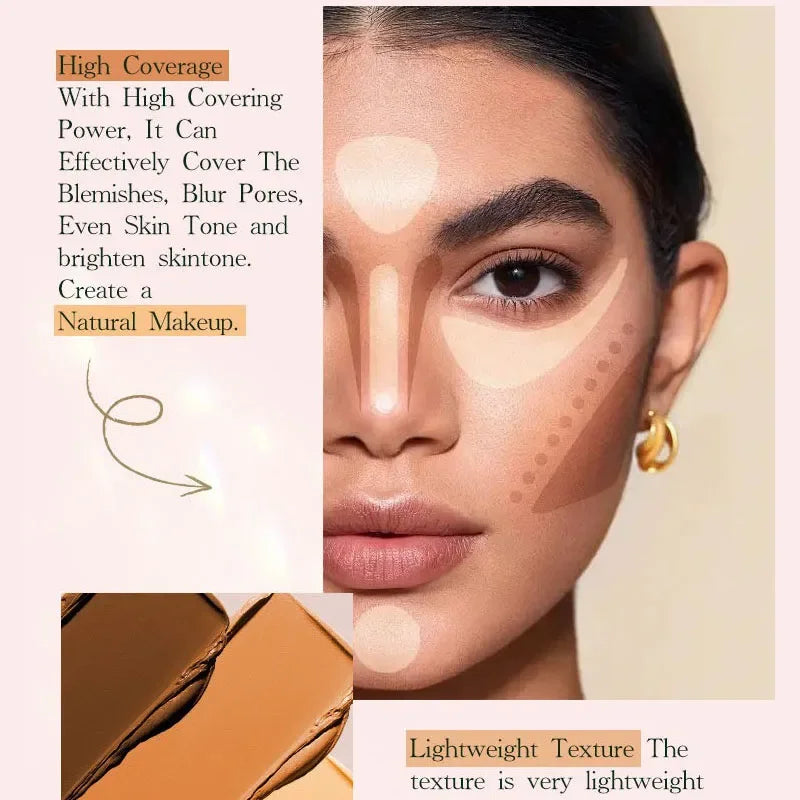 Matte Foundation Stick Oil Control Primer BB Cream Medium Coverage Light Bronzer Sculpt Face Outline Contour Brighten Concealer